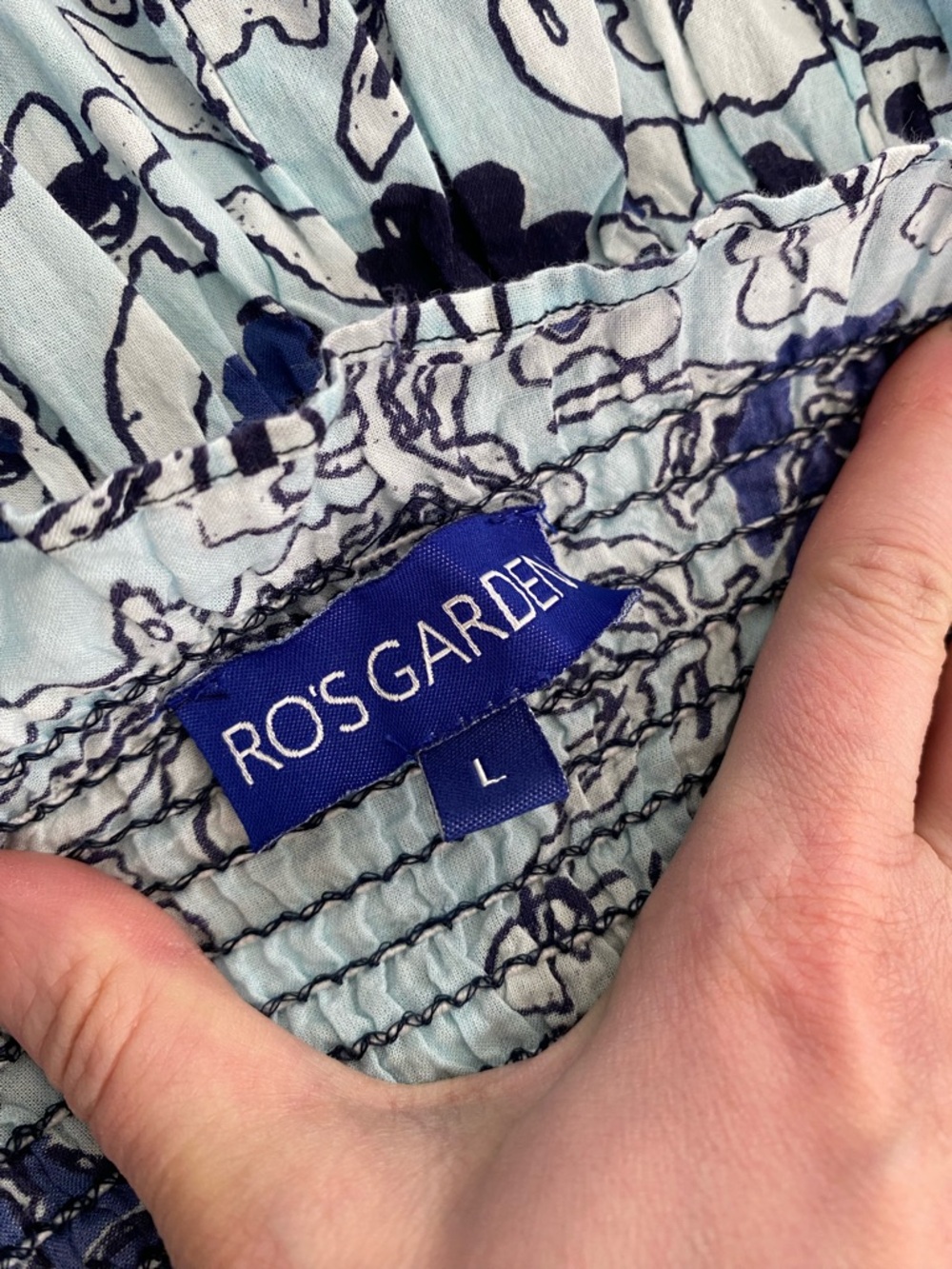 Ro's Garden Venus Midi Dress Benjamin Blue Floral Large Cotton Cottagecore - Picture 9 of 13